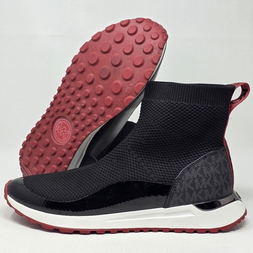 Michael Kors Bodie Bootie Wedge Stretch Knit High Top Sneaker Black Size 10M